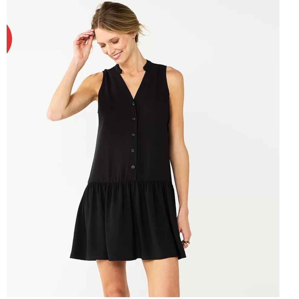 Black Sleeveless Button-Down Dress